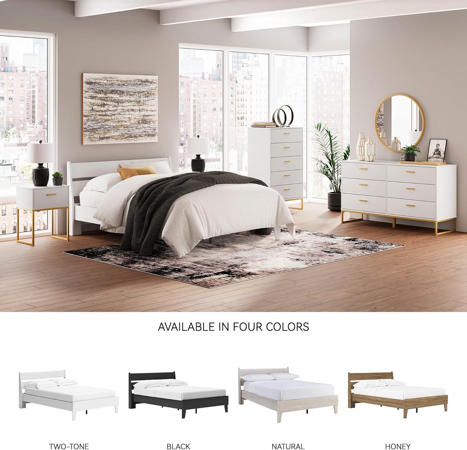 imageSignature Design by Ashley Socalle Casual Twin Platform Bed with Metal Slats No Box Spring Needed BlackWhite