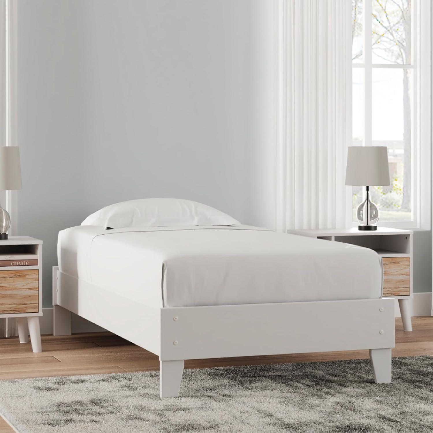 imageSignature Design by Ashley Socalle Casual Twin Platform Bed with Metal Slats No Box Spring Needed BlackWhite