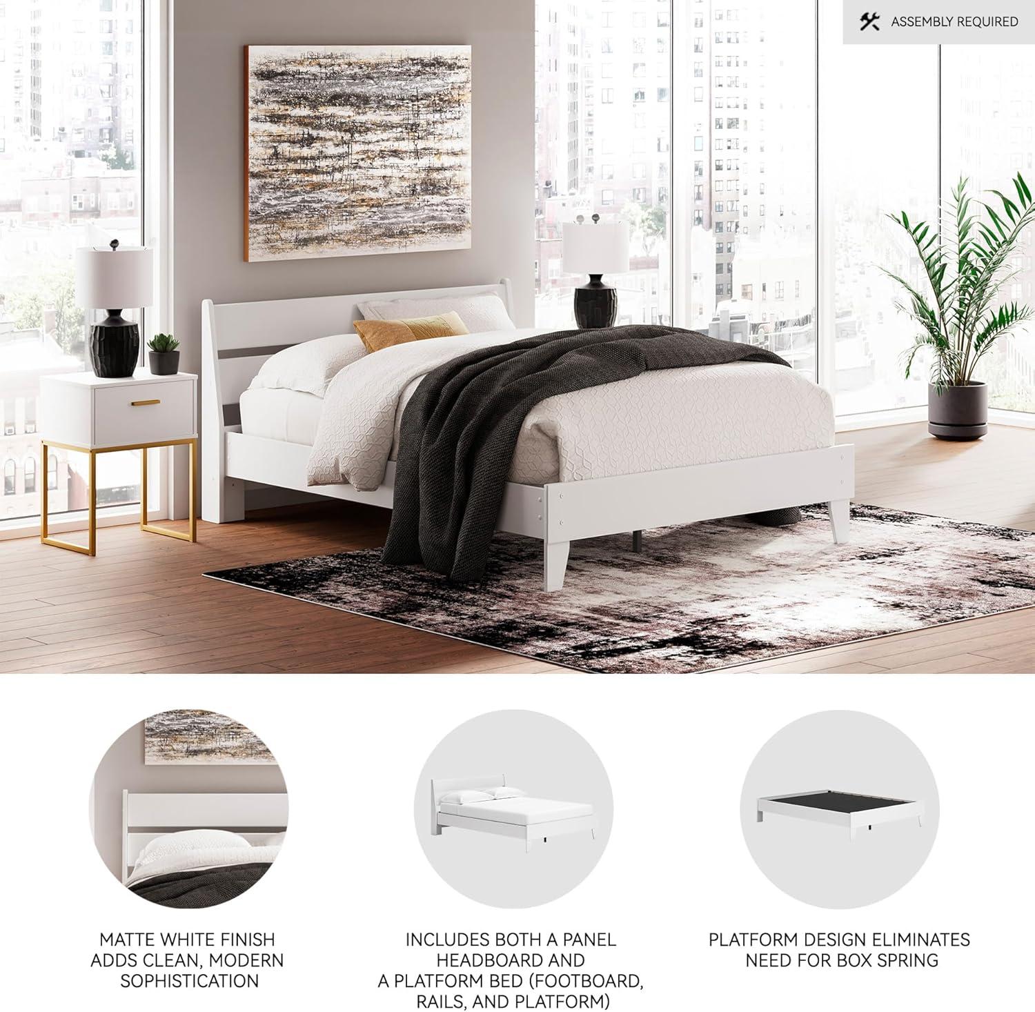 imageSignature Design by Ashley Socalle Casual Twin Platform Bed with Metal Slats No Box Spring Needed BlackWhite