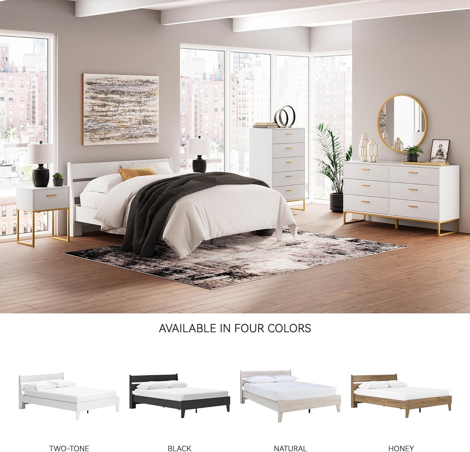 imageSignature Design by Ashley Socalle Casual Twin Platform Bed with Metal Slats No Box Spring Needed BlackWhite