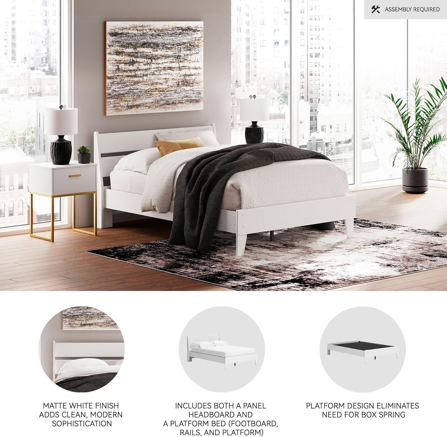 imageSignature Design by Ashley Socalle Casual Twin Platform Bed with Metal Slats No Box Spring Needed BlackWhite