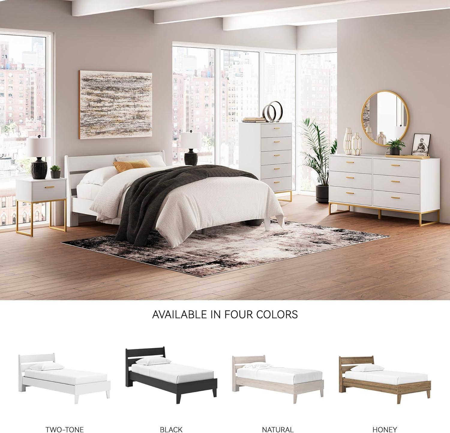 imageSignature Design by Ashley Socalle Casual Twin Platform Bed with Metal Slats No Box Spring Needed BlackWhite