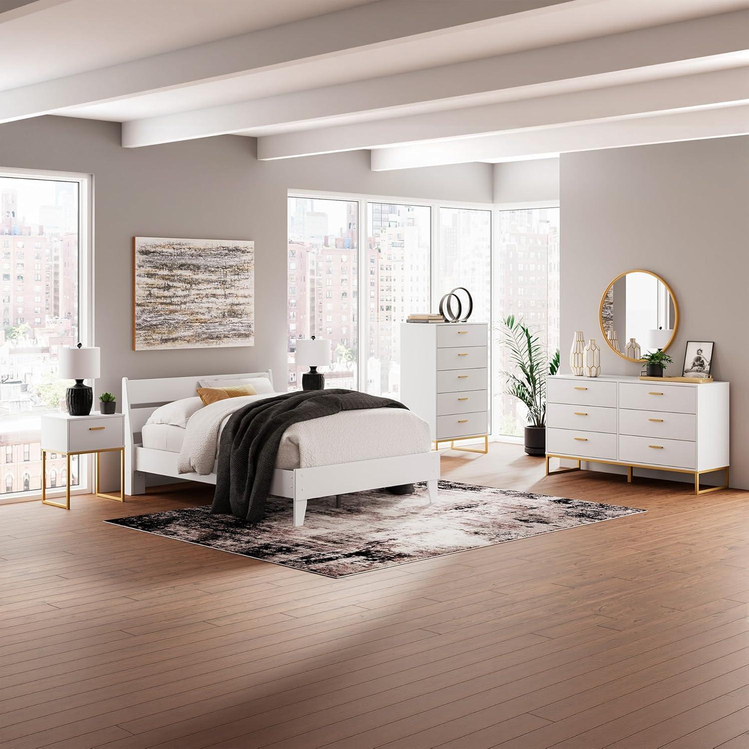 imageSignature Design by Ashley Socalle Casual Twin Platform Bed with Metal Slats No Box Spring Needed BlackWhite