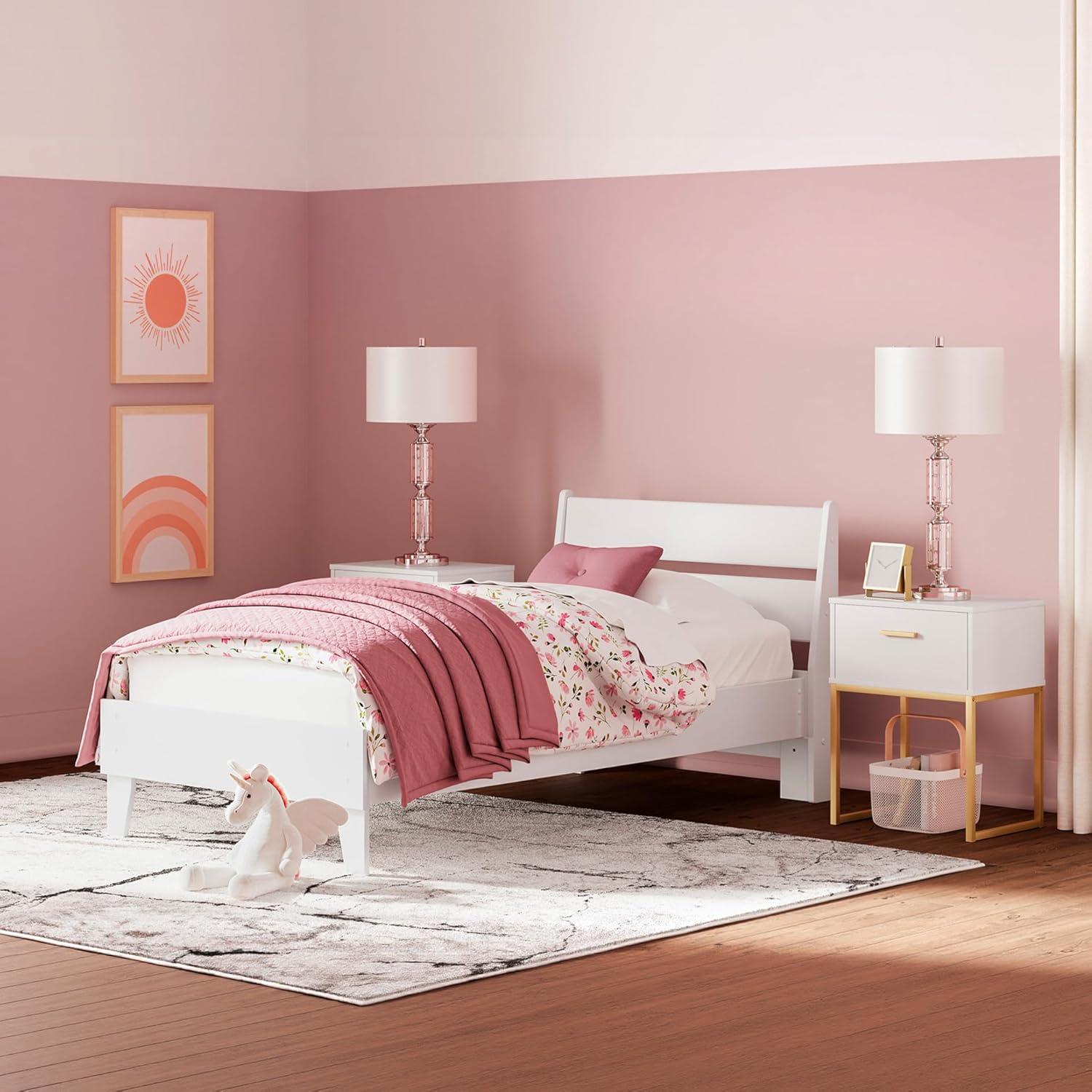 imageSignature Design by Ashley Socalle Casual Twin Platform Bed with Metal Slats No Box Spring Needed BlackWhite