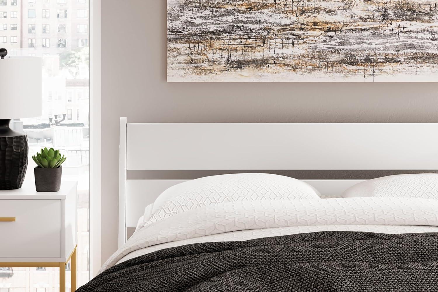 imageSignature Design by Ashley Socalle Casual Twin Platform Bed with Metal Slats No Box Spring Needed BlackWhite