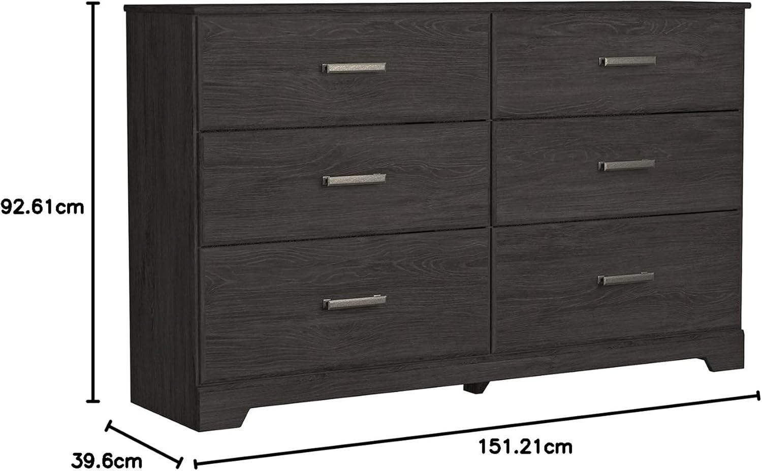 imageSignature Design by Ashley Stelsie Modern Scandinavian 6 Drawer Dresser WhitewashBlack