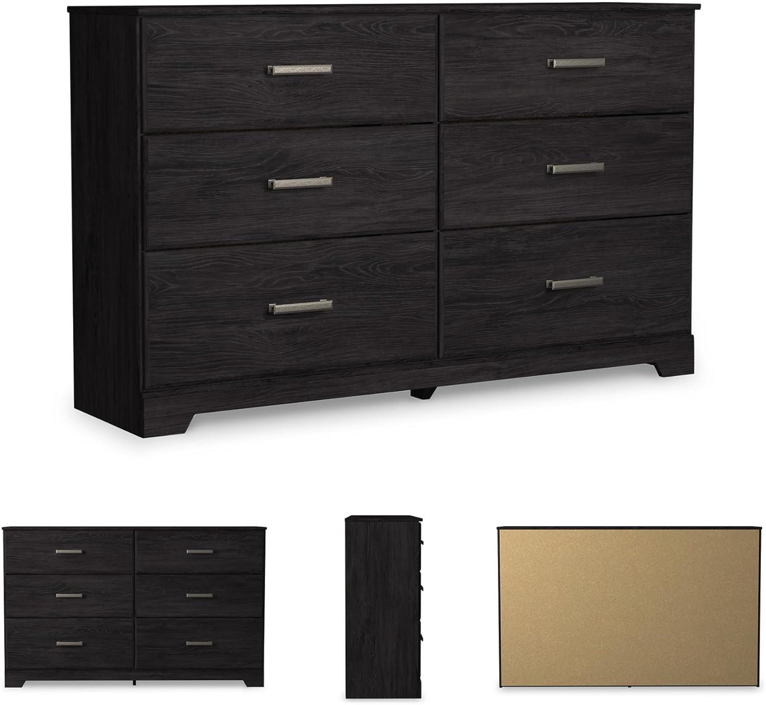 imageSignature Design by Ashley Stelsie Modern Scandinavian 6 Drawer Dresser WhitewashBlack