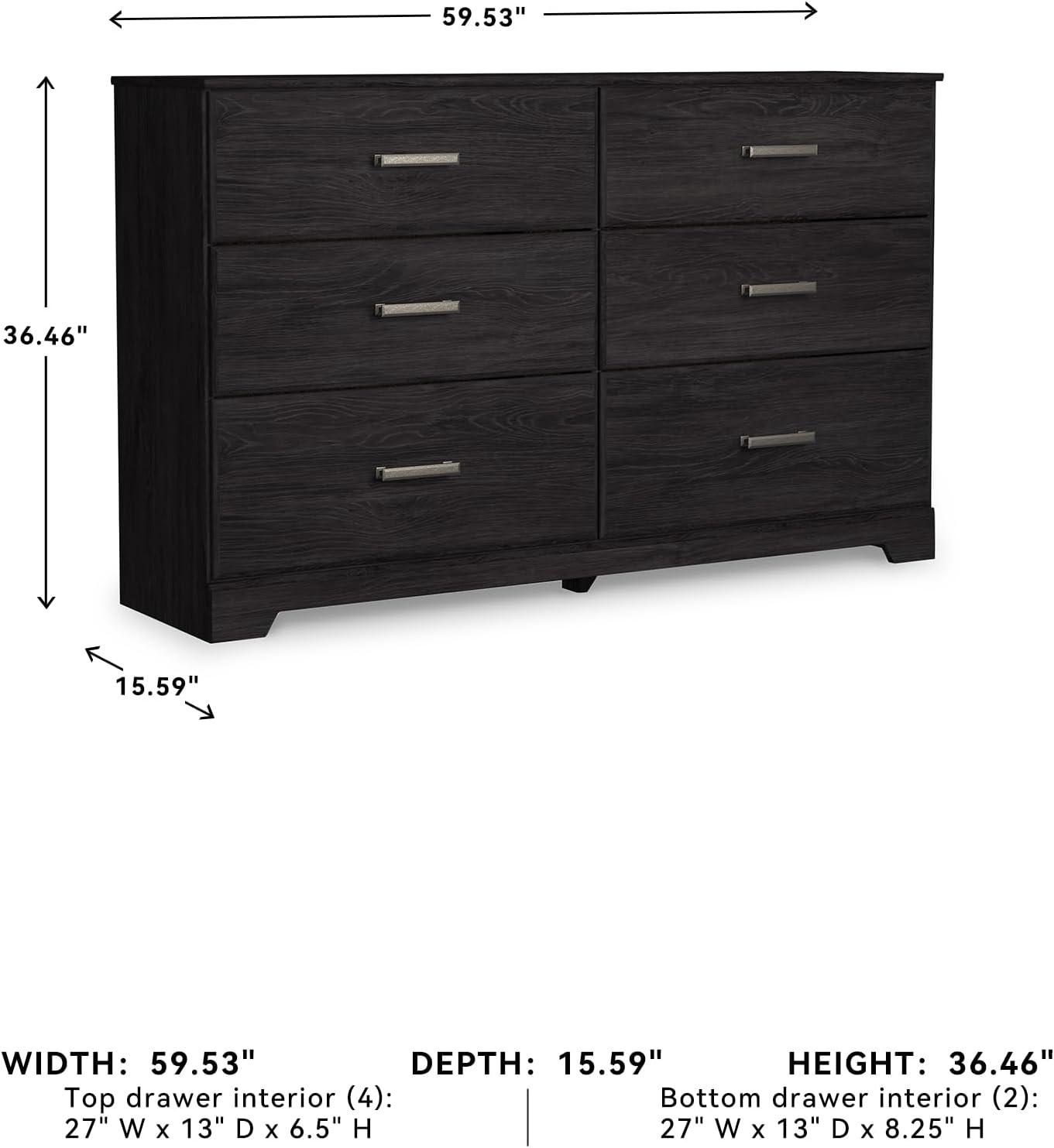 imageSignature Design by Ashley Stelsie Modern Scandinavian 6 Drawer Dresser WhitewashBlack