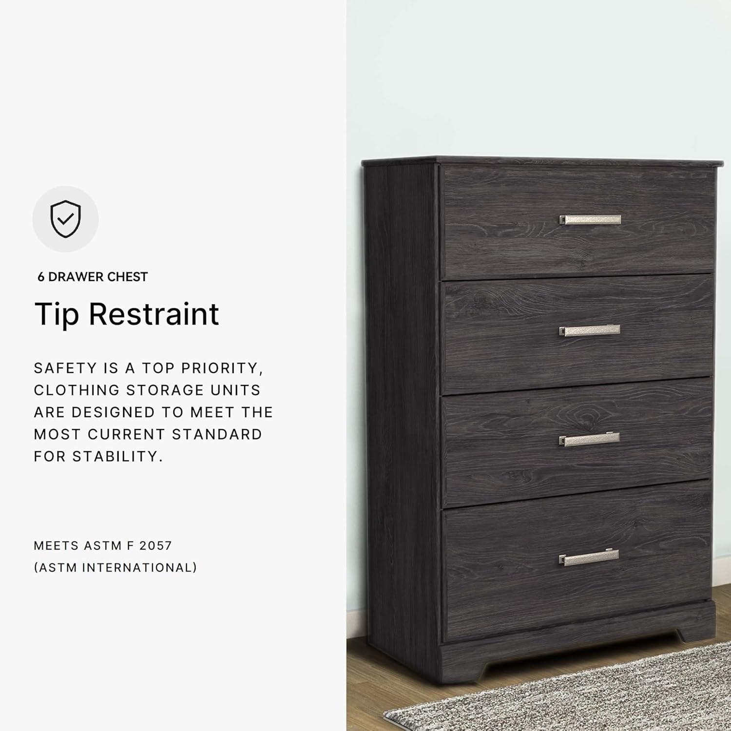imageSignature Design by Ashley Stelsie Modern Scandinavian 6 Drawer Dresser WhitewashBlack