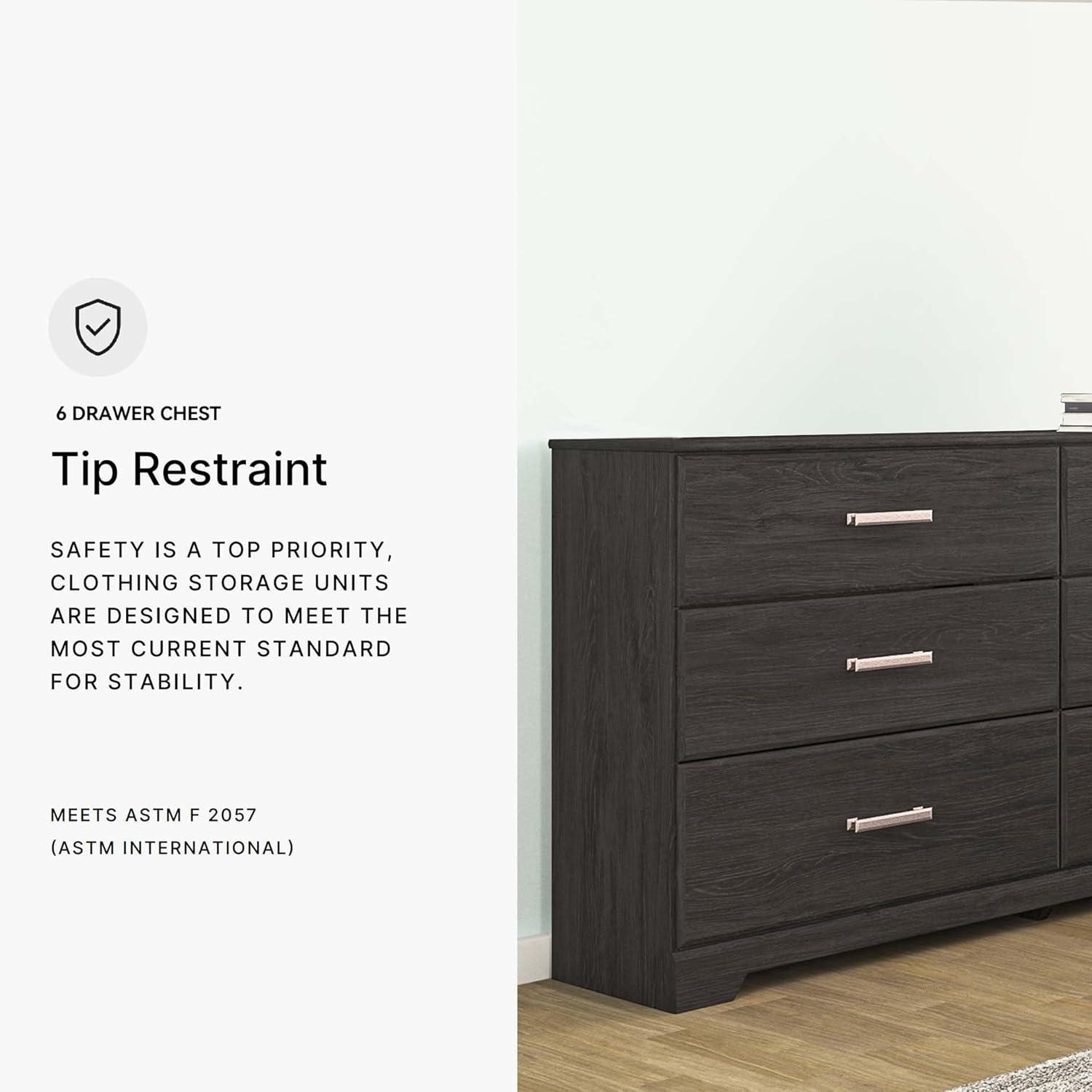 imageSignature Design by Ashley Stelsie Modern Scandinavian 6 Drawer Dresser WhitewashBlack