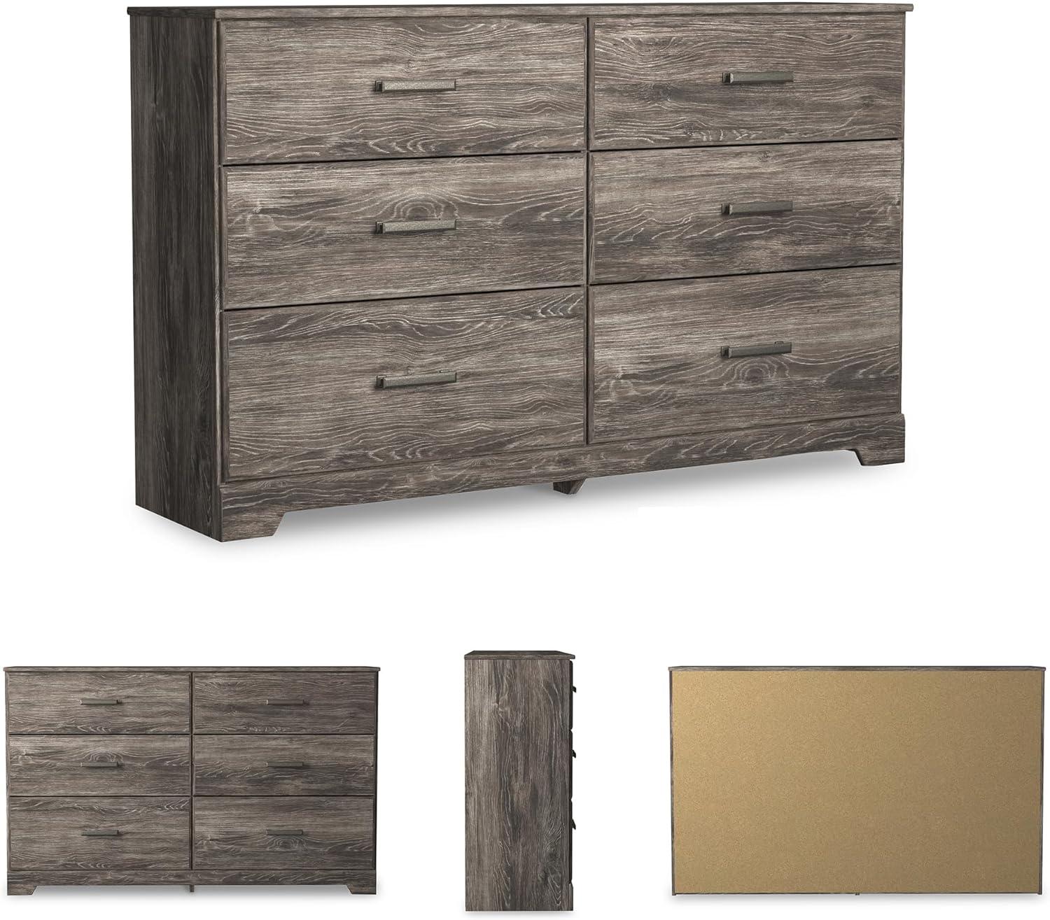 imageSignature Design by Ashley Stelsie Modern Scandinavian 6 Drawer Dresser WhitewashGrayish Brown
