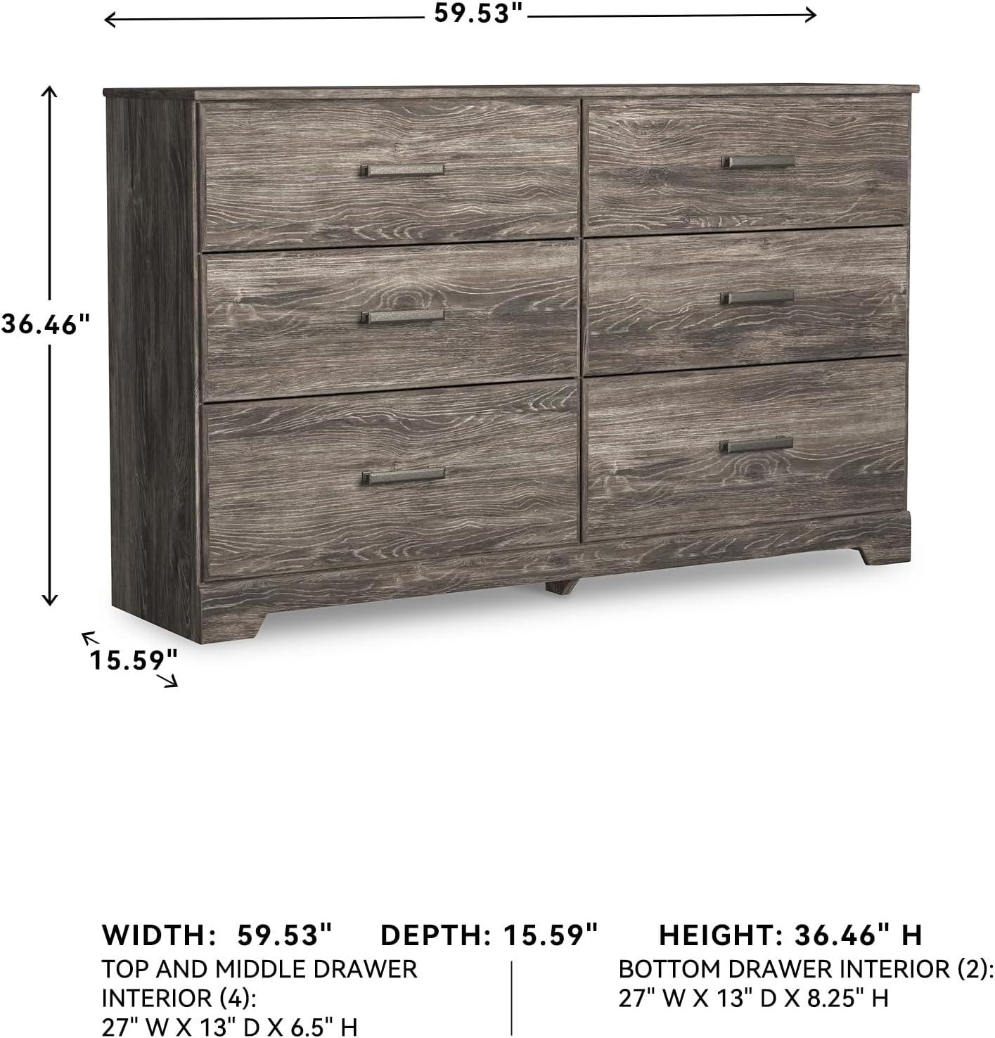 imageSignature Design by Ashley Stelsie Modern Scandinavian 6 Drawer Dresser WhitewashGrayish Brown