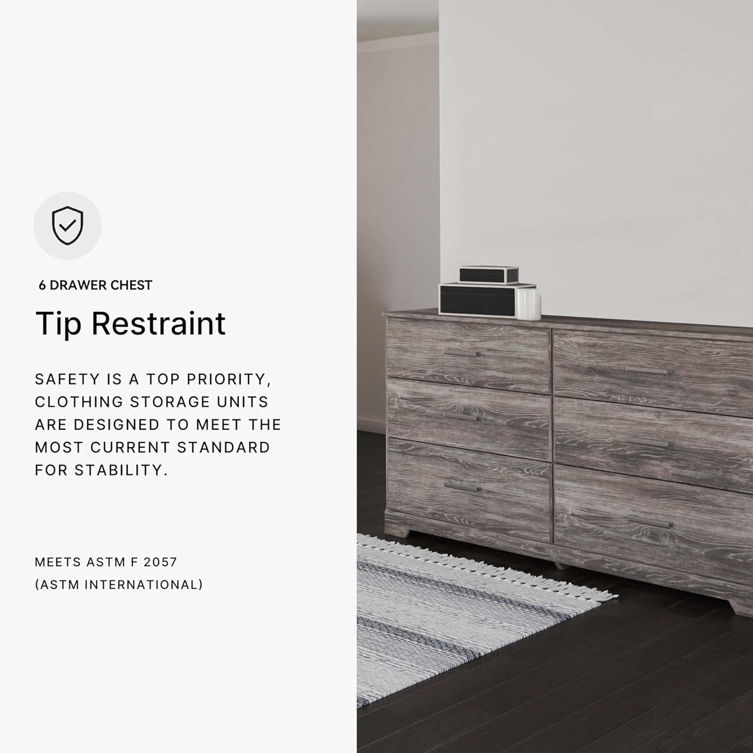 imageSignature Design by Ashley Stelsie Modern Scandinavian 6 Drawer Dresser WhitewashGrayish Brown