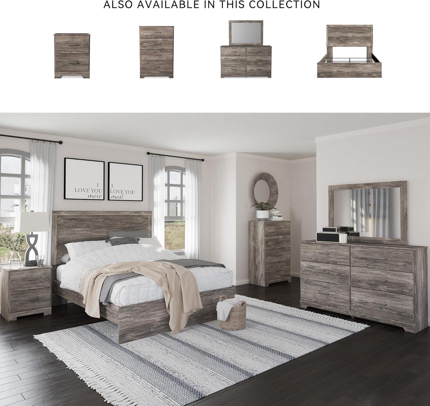 imageSignature Design by Ashley Stelsie Modern Scandinavian 6 Drawer Dresser WhitewashGrayish Brown