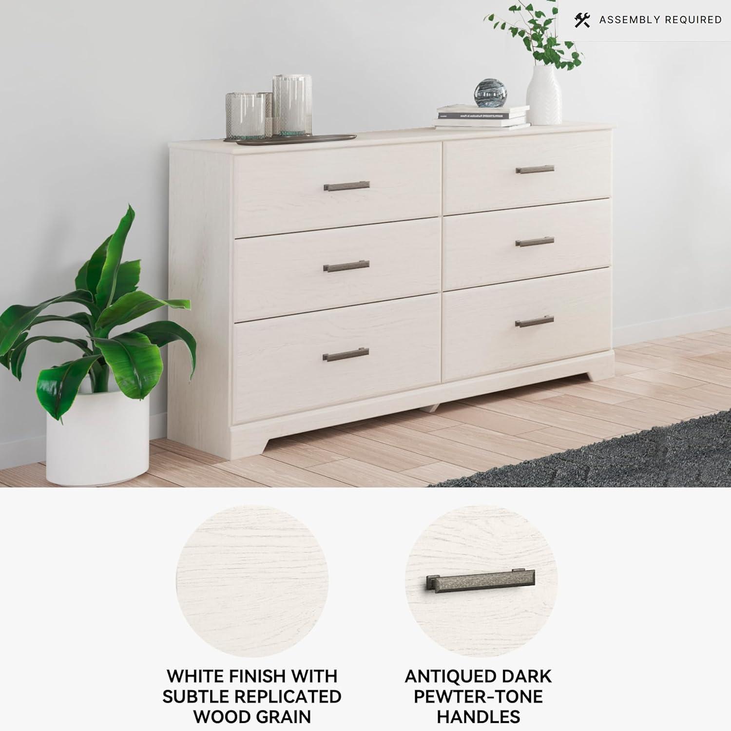 imageSignature Design by Ashley Stelsie Modern Scandinavian 6 Drawer Dresser WhitewashWhite