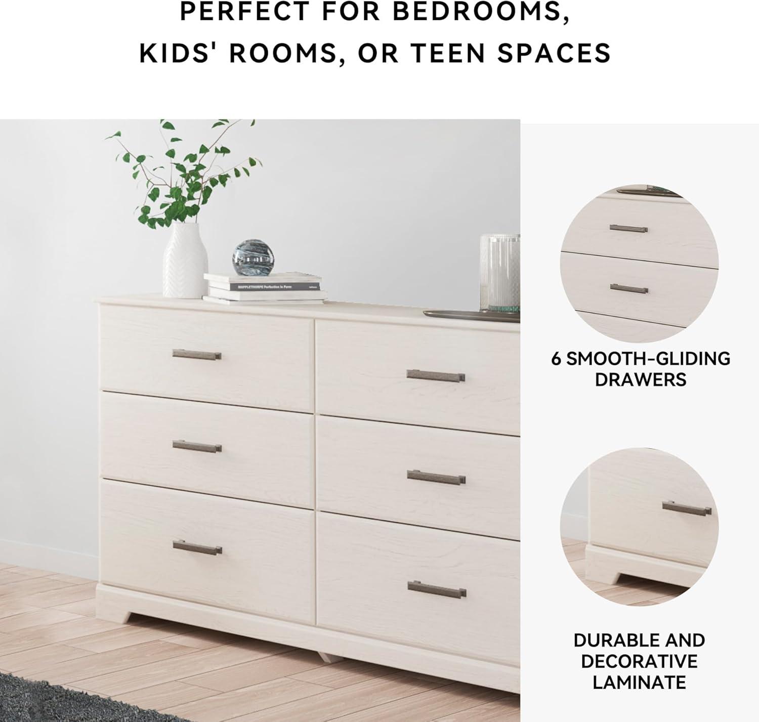 imageSignature Design by Ashley Stelsie Modern Scandinavian 6 Drawer Dresser WhitewashWhite