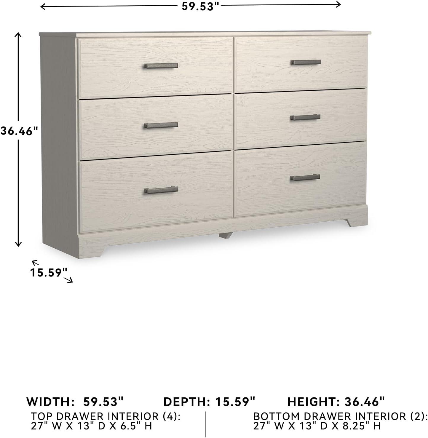 imageSignature Design by Ashley Stelsie Modern Scandinavian 6 Drawer Dresser WhitewashWhite