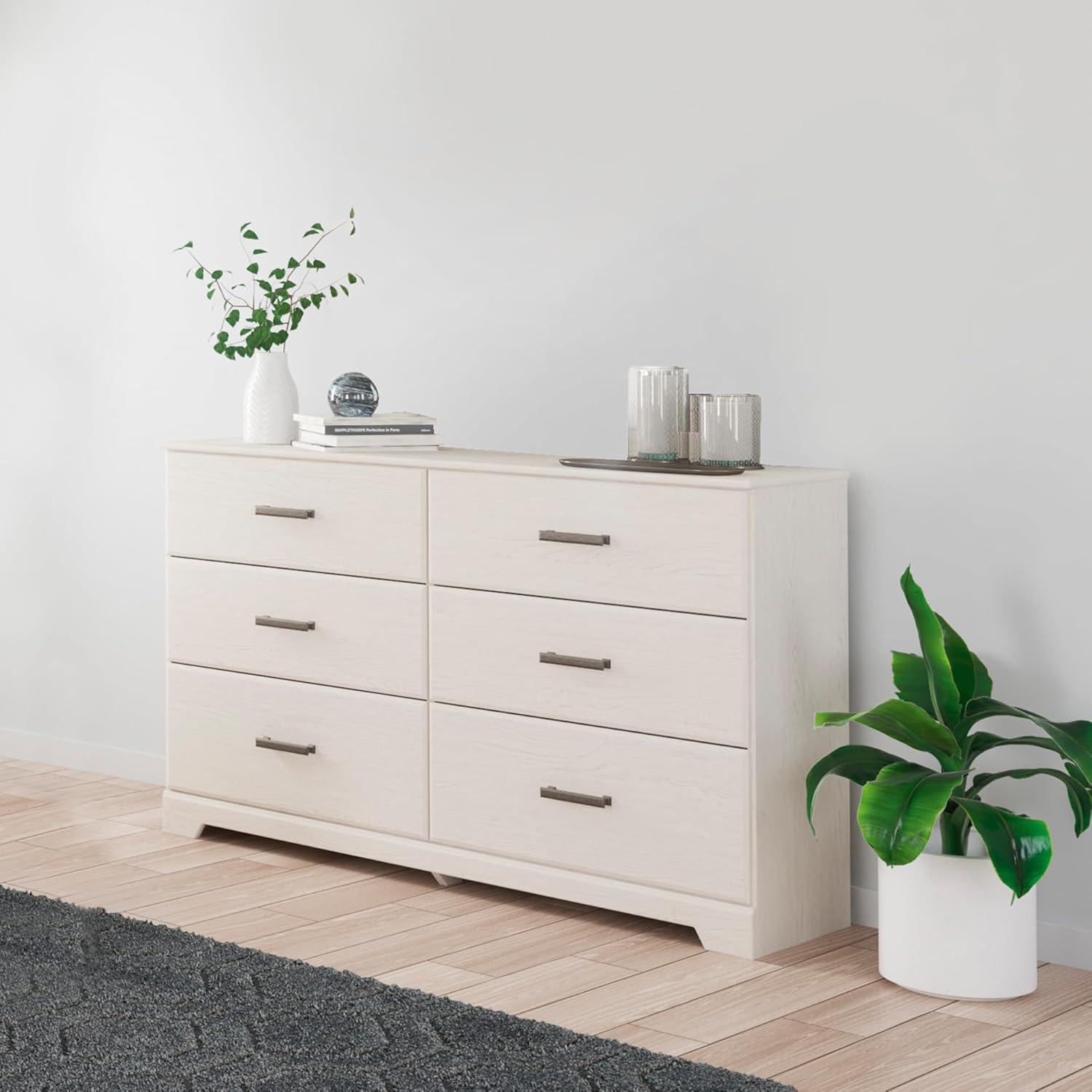 imageSignature Design by Ashley Stelsie Modern Scandinavian 6 Drawer Dresser WhitewashWhite