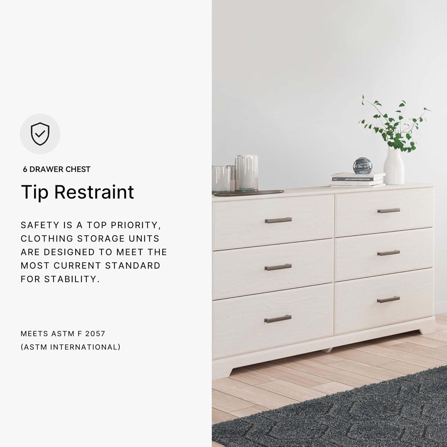 imageSignature Design by Ashley Stelsie Modern Scandinavian 6 Drawer Dresser WhitewashWhite