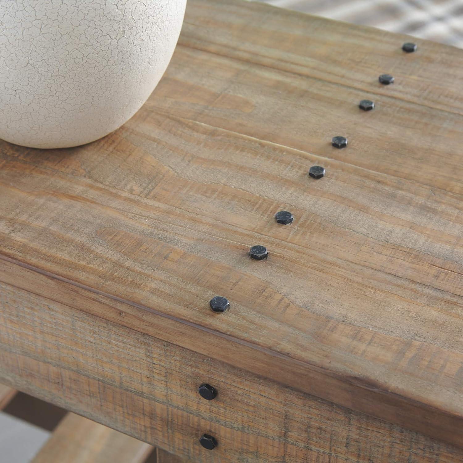 imageSignature Design by Ashley Susandeer Rustic Farmhouse Console Sofa Table BrownSusandeer