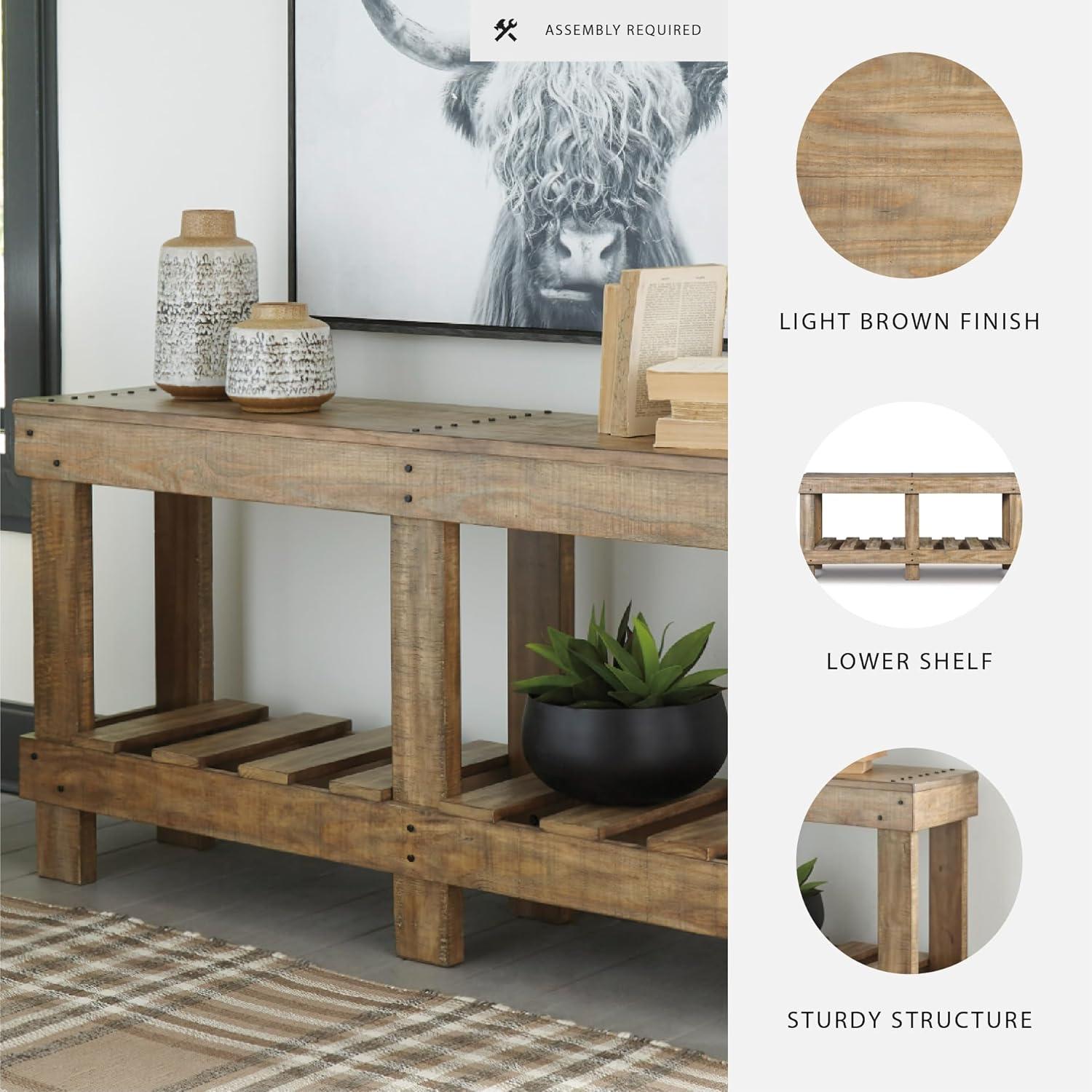 imageSignature Design by Ashley Susandeer Rustic Farmhouse Console Sofa Table BrownSusandeer