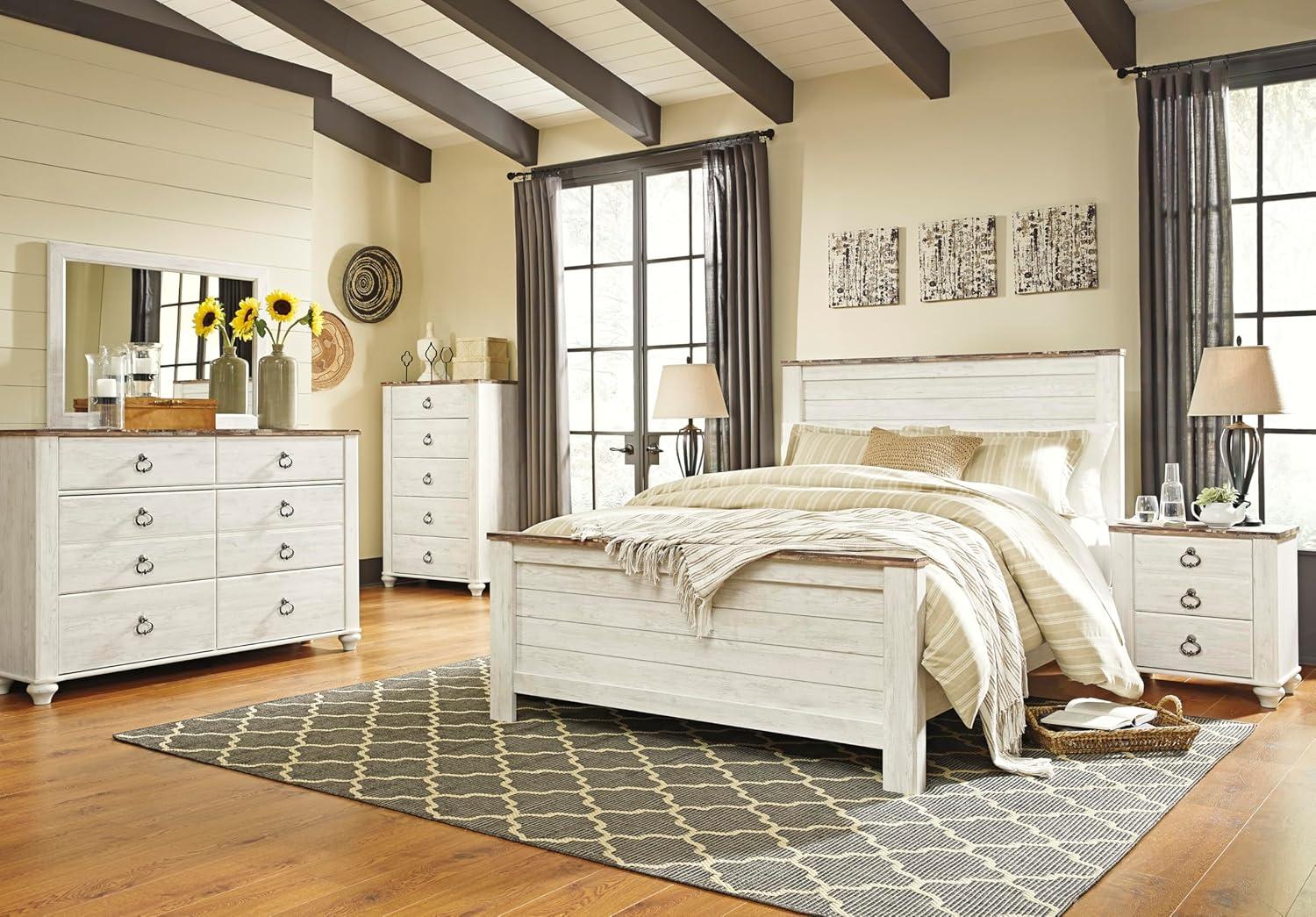 imageSignature Design by Ashley Willowton Coastal Cottage 6 Drawer Dresser with Faux Plank Top WhitewashWhitewash