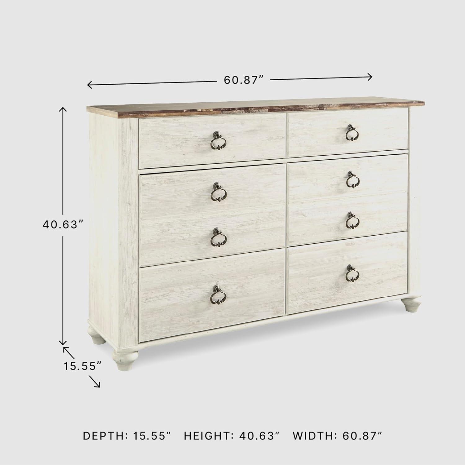 imageSignature Design by Ashley Willowton Coastal Cottage 6 Drawer Dresser with Faux Plank Top WhitewashWhitewash