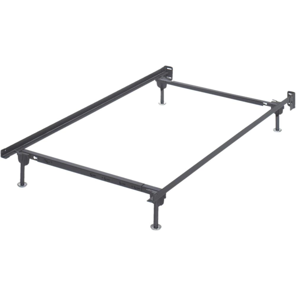 imageSignature Design by Ashley Adjustable Metal Bolt on Bed Base Frame with Protective Floor Glides KingCalifornia BlackAdjustable TwinFull