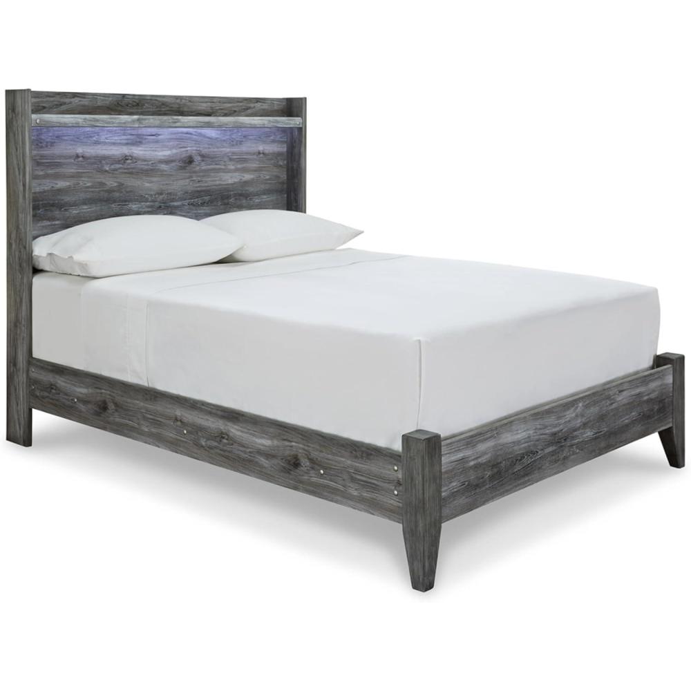 imageSignature Design by Ashley Baystorm Casual Full Panel Bed with LED Lights Foundation or Box Spring Needed Gray