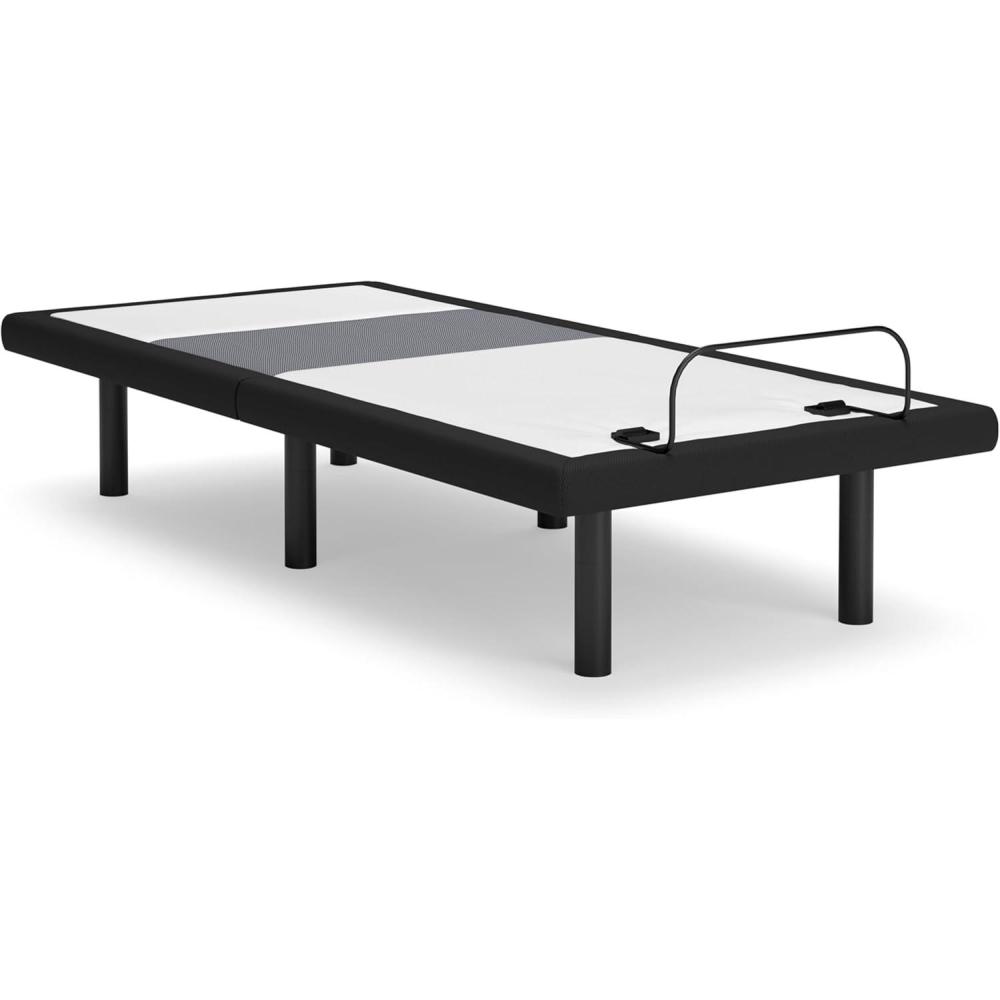 imageSignature Design by Ashley Best Base with Lumbar and Audio Power Adjustable Head and Foot Base with Massage Function Twin XL White ampamp Gray