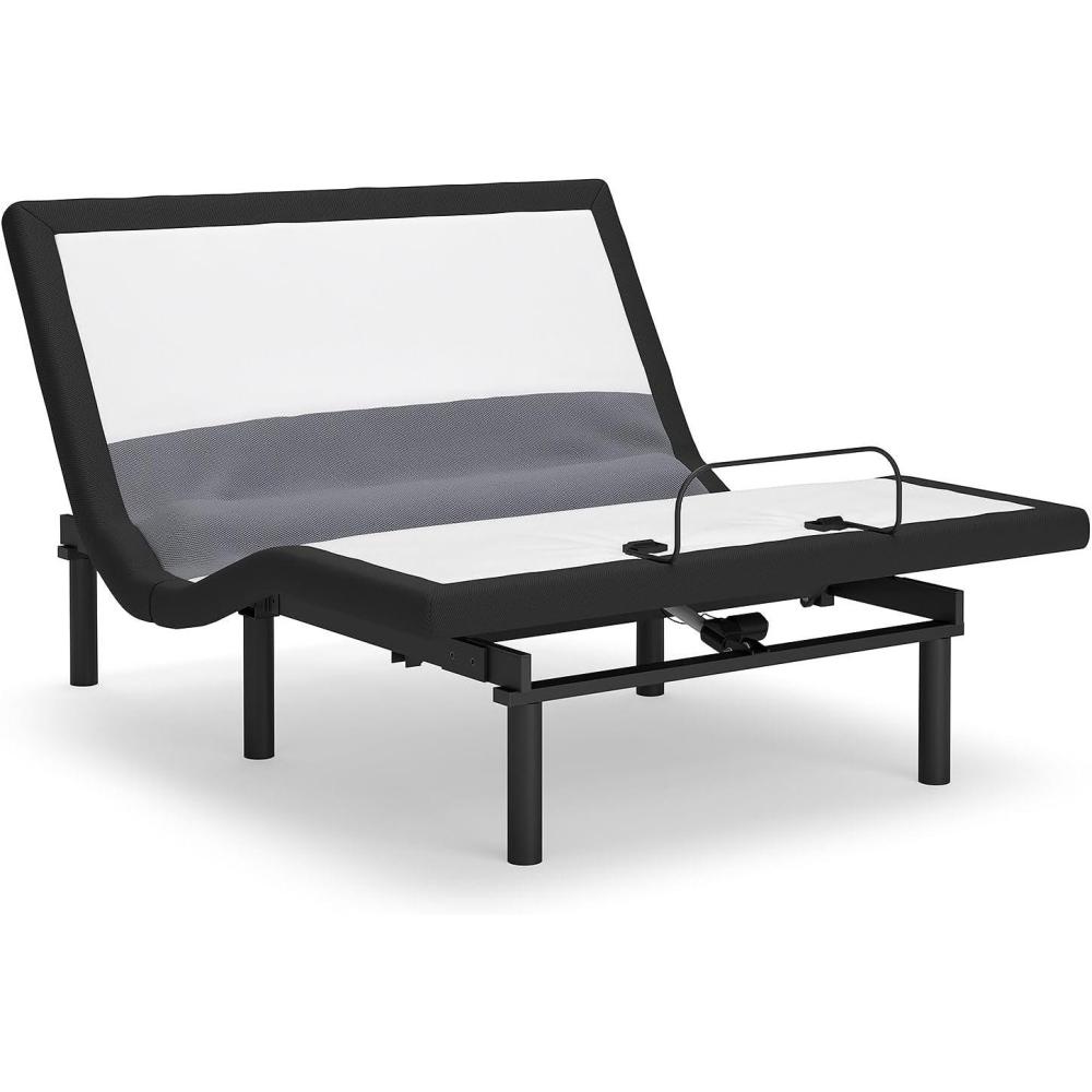 imageSignature Design by Ashley Best Base with Lumbar and Audio Traditional Full Adjustable Head Base with LED Lighting and Remote Control Gray