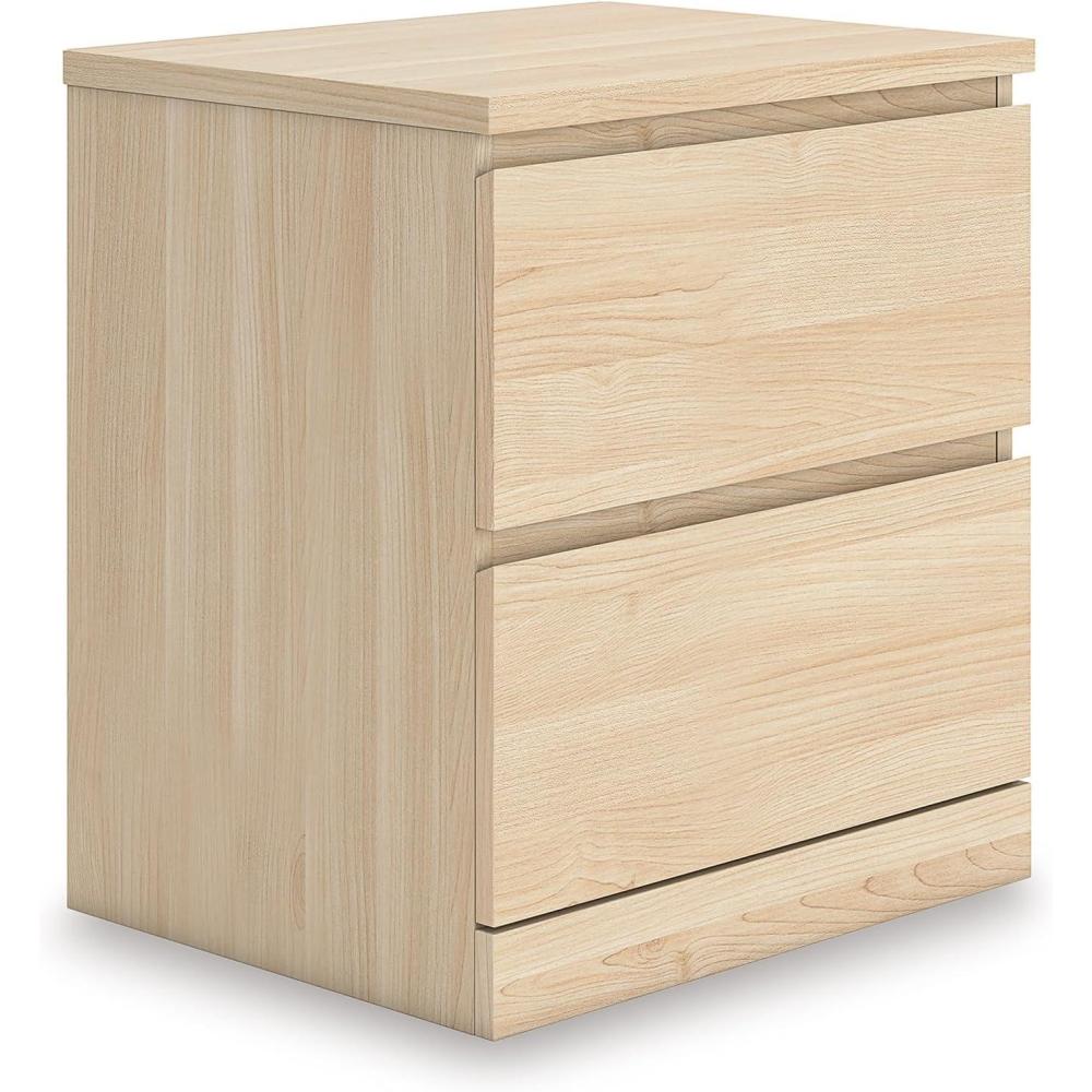 imageSignature Design by Ashley Onita Contemporary 2 Drawer Nightstand 2175quot Tall WhiteLight Brown