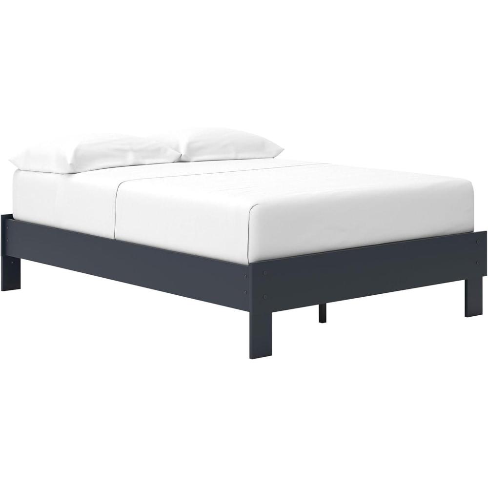 imageSignature Design by Ashley Socalle Casual Twin Platform Bed with Metal Slats No Box Spring Needed BlackBlue