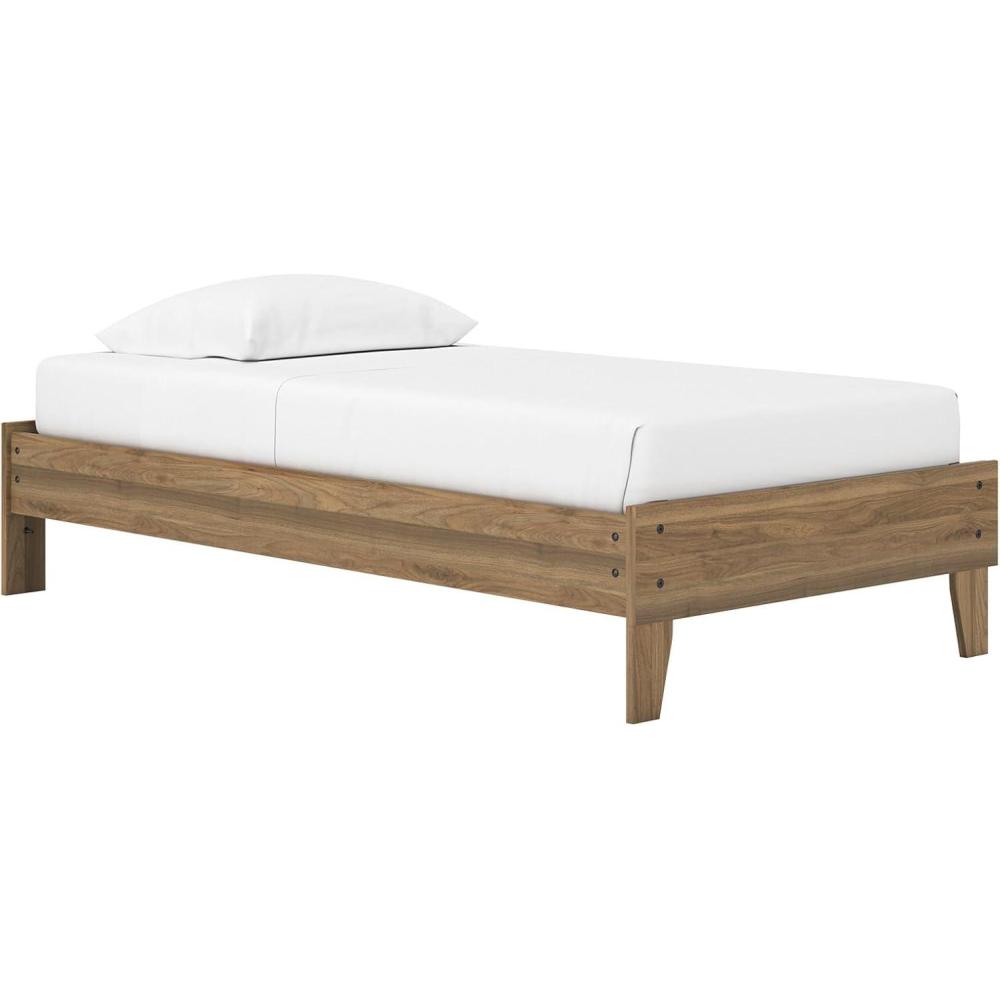 imageSignature Design by Ashley Socalle Casual Twin Platform Bed with Metal Slats No Box Spring Needed BlackHoney Brown