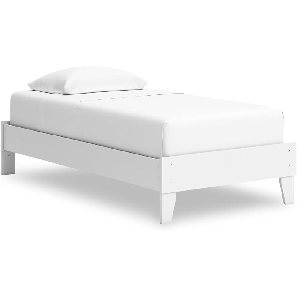 imageSignature Design by Ashley Socalle Casual Twin Platform Bed with Metal Slats No Box Spring Needed BlackPure White