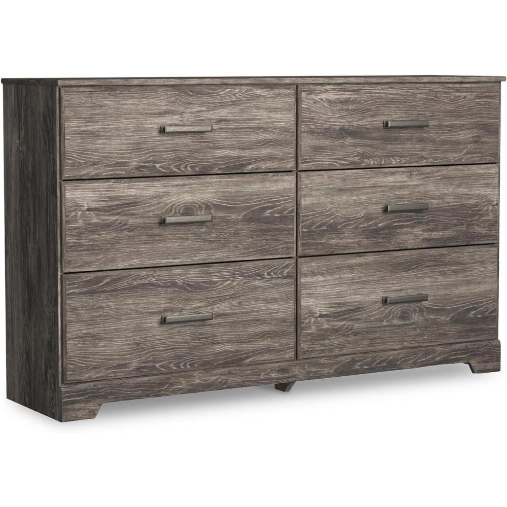 imageSignature Design by Ashley Stelsie Modern Scandinavian 6 Drawer Dresser WhitewashGrayish Brown