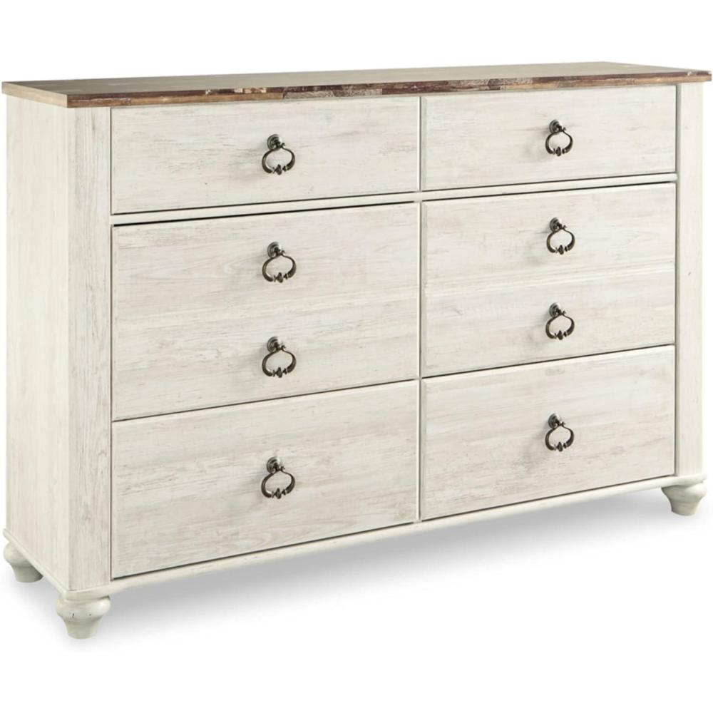 imageSignature Design by Ashley Willowton Coastal Cottage 6 Drawer Dresser with Faux Plank Top WhitewashWhitewash