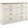 imageSignature Design by Ashley Willowton Coastal Cottage 6 Drawer Dresser with Faux Plank Top WhitewashWhitewash
