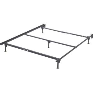 Signature Design by Ashley Adjustable Metal Bolt on Bed Base Frame with Protective Floor Glides, King/California, Black(Queen)