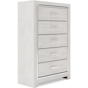 Signature Design by Ashley Altyra Contemporary 5 Drawer Chest, White(White)