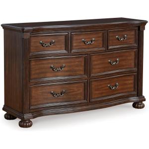 Signature Design by Ashley Lavinton Traditional 7 Drawer Dresser with Safety Stop and Felt-Lined Top Drawer for Bedroom, Dark Brown