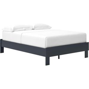 Signature Design by Ashley Socalle Casual Twin Platform Bed with Metal Slats, No Box Spring Needed, Black(Blue)