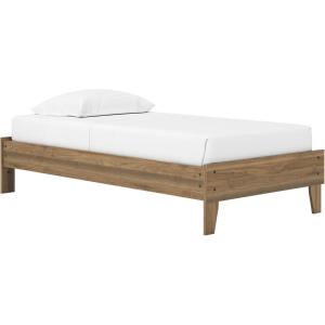 Signature Design by Ashley Socalle Casual Twin Platform Bed with Metal Slats, No Box Spring Needed, Black(Honey Brown)
