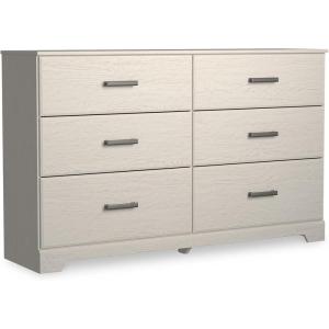 Signature Design by Ashley Stelsie Modern Scandinavian 6 Drawer Dresser, Whitewash(White)