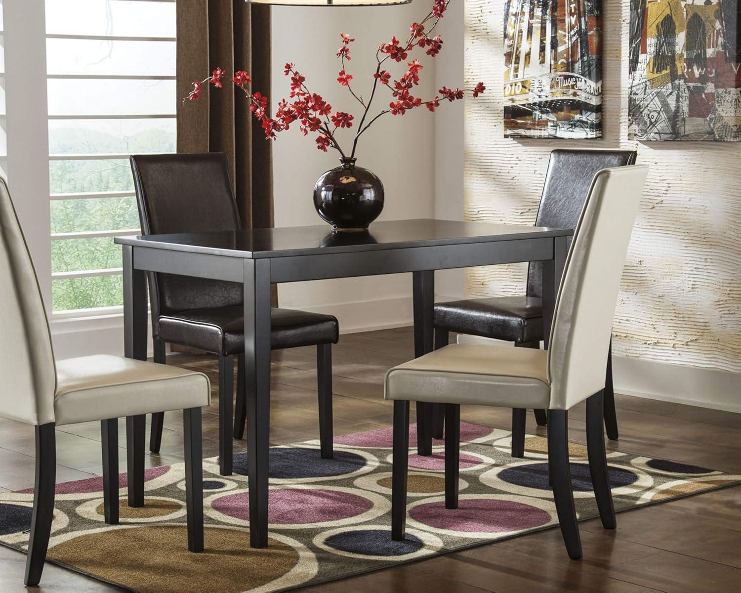 imageSignature Design Dining Room Chair and Table Set Set of 2 Rectangular Table Dark Brown