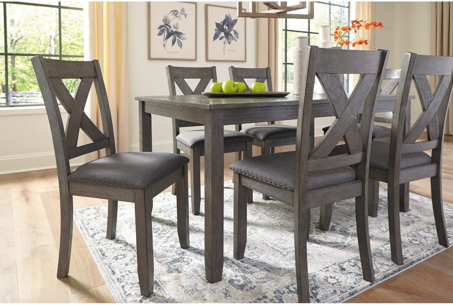 imageSignature Design by Ashley Caitbrook 7 Piece Rustic Dining Set with Barstools GrayDark Gray