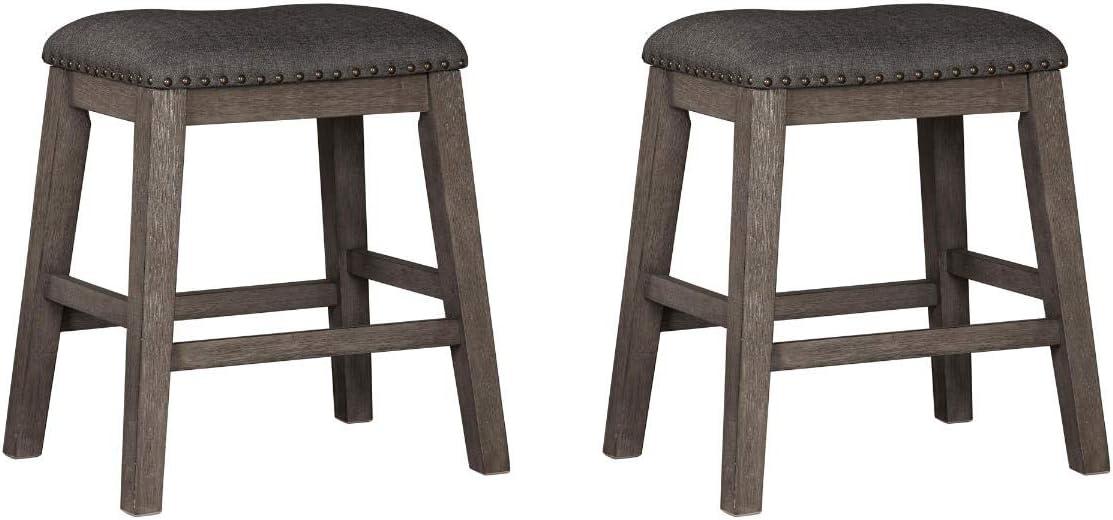 imageSignature Design by Ashley Caitbrook 7 Piece Rustic Dining Set with Barstools GrayDark Gray