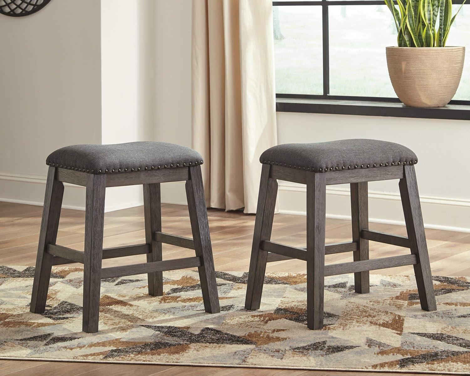 imageSignature Design by Ashley Caitbrook 7 Piece Rustic Dining Set with Barstools GrayDark Gray