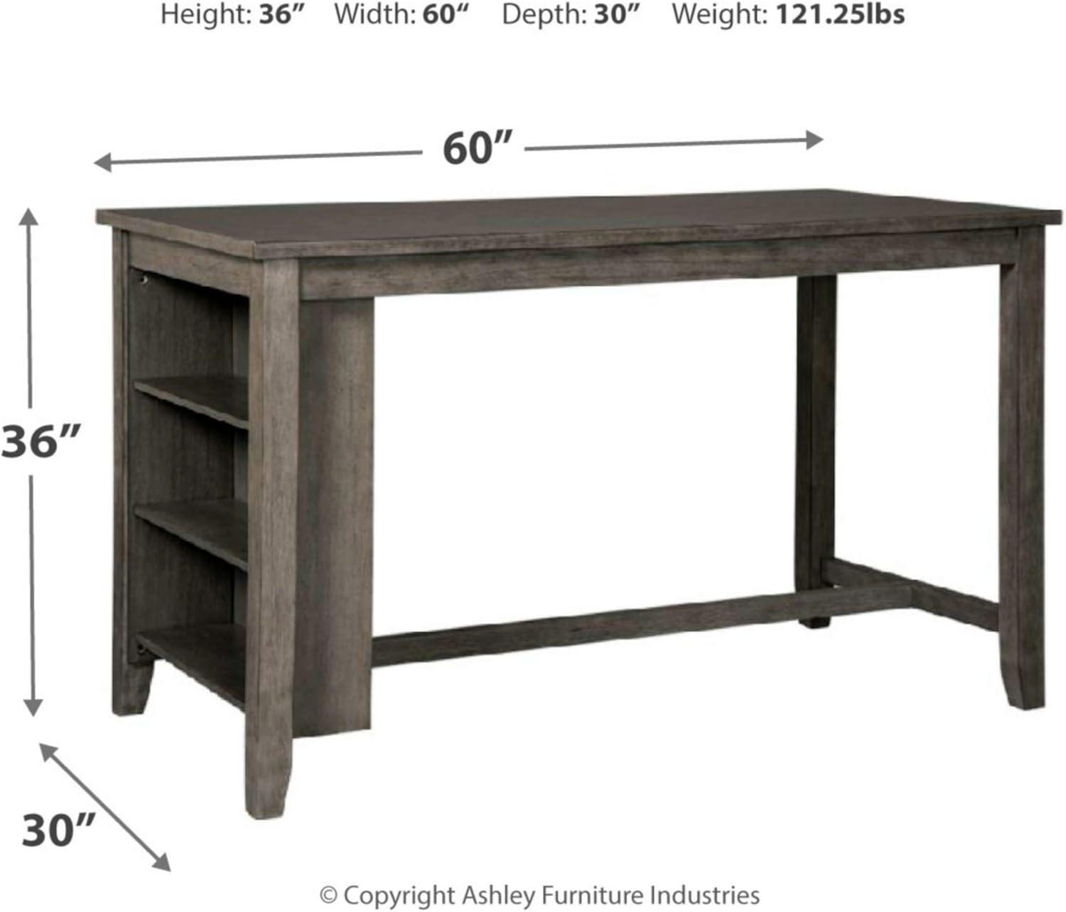 imageSignature Design by Ashley Caitbrook Rustic Counter Height Dining Table with Storage and 2 Barstools Dark GrayDark Gray