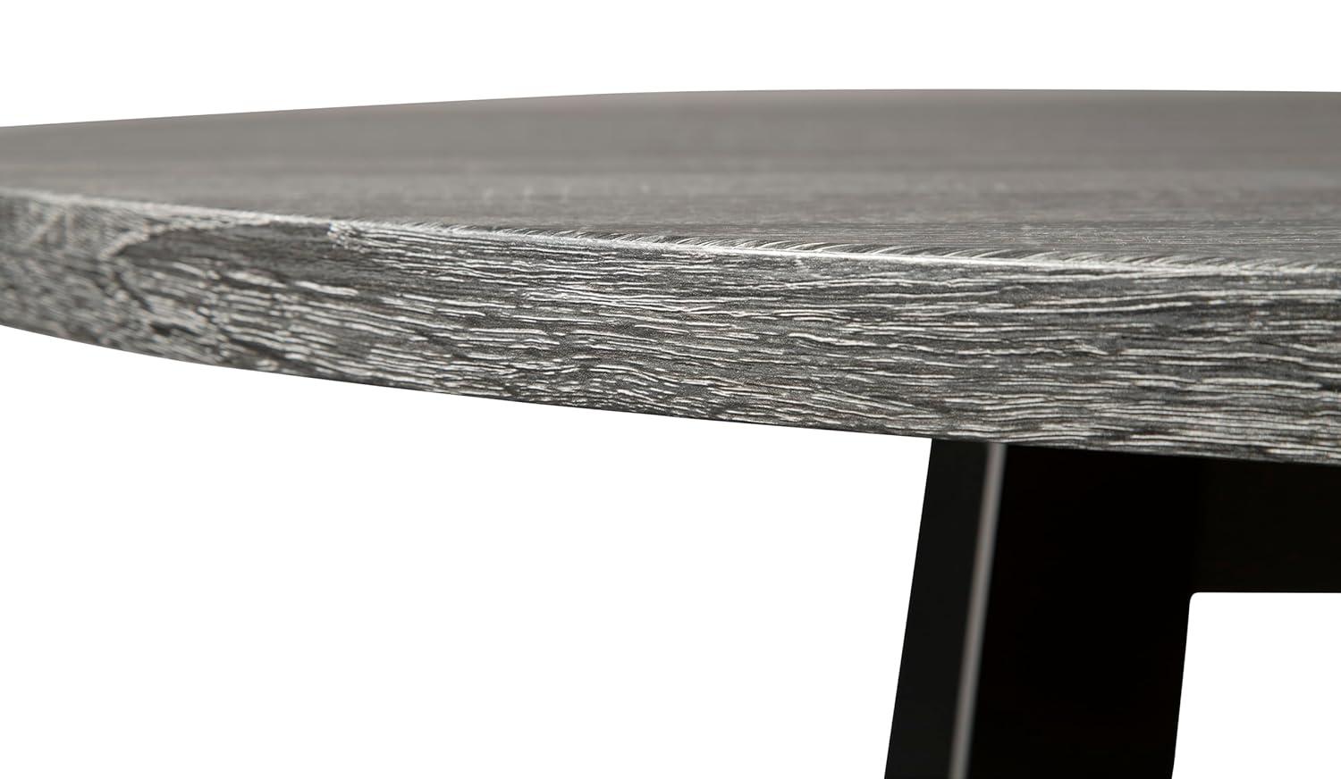 imageSignature Design by Ashley Centiar Mid Century Round Dining Room Table with Metal Legs Gray ampamp BlackMidCentury